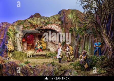 Scène de la nativité montrant le village de Bethléem avec les détails de l'histoire de la naissance de Jésus Christ, diorama sur l'affichage à San Cristobal de La La Banque D'Images