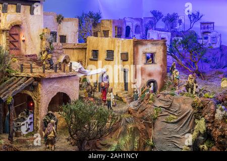 Scène de la nativité montrant le village de Bethléem avec les détails de l'histoire de la naissance de Jésus Christ, diorama sur l'affichage à San Cristobal de La La Banque D'Images