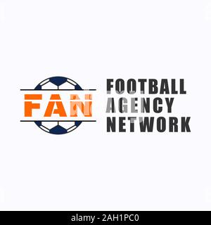 Modèle de conception de logo de l'organisme de Football, Football Logo du Club Concept, Bleu, Noir, Orange, lettre alphabétique VENTILATEUR Logo Design Illustration de Vecteur