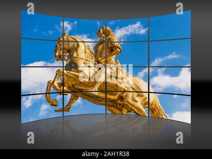 Le Golden Rider est une statue équestre de l'électeur de Saxe et roi de Pologne, Auguste le Fort à Dresde, Saxe, Allemagne, Europe Banque D'Images