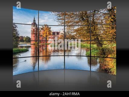 Le nouveau palais Schloss Muskau (Berlin) est situé dans l'Fuerst Pueckler Park à Bad Muskau, Saxe, Allemagne, Europe Banque D'Images