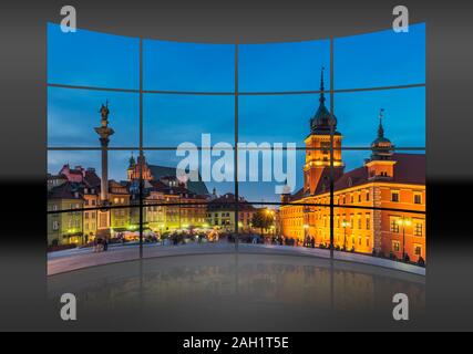 La Place du Palais avec Sigismunds colonne et le Château Royal de Varsovie, Mazovie, Pologne, Europe Banque D'Images