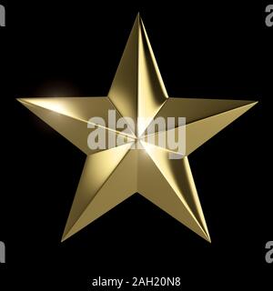Golden Star with clipping path isolé sur fond noir Banque D'Images