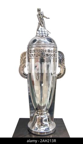 Argent sterling individuelles de faible réplique du trophée Borg Warner qui est remis à chaque gagnant de la course annuelle de l'Indianapolis 500. Banque D'Images