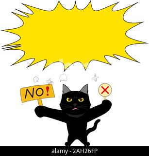 Bulle avec chat noir protestant Banque D'Images