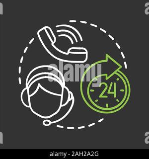 L'icône Appel concept de craie. Idée d'assistance téléphonique. Centre d'appel. Service d'assistance par téléphone. Vector illustration tableau isolé Illustration de Vecteur