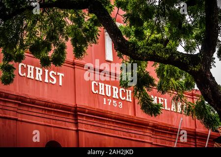 Melaka, Malaisie - 15 déc 2019 : Christ Church & Dutch Square à Melaka, Malaisie. UNESCO World Heritage Site en Malaisie. Banque D'Images