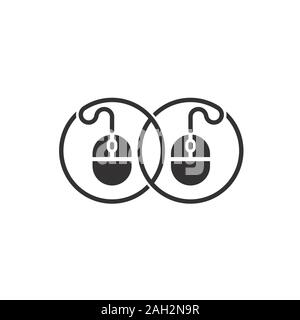 Pc relié par câble souris logo symbol vector Illustration de Vecteur