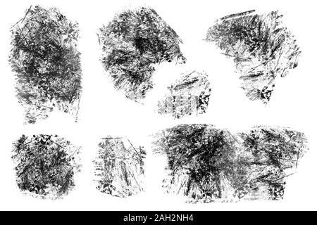 Ensemble d'abstract grunge noir et blanc les empreintes. Texture monochrome stamps. Les coups de pinceau de peinture. Banque D'Images