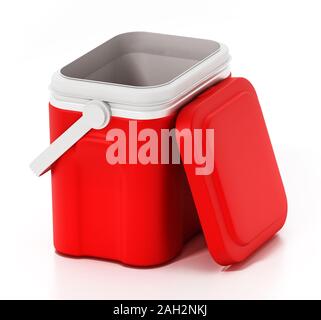 Mini réfrigérateur portable voiture isolé sur fond blanc. 3D illustration. Banque D'Images