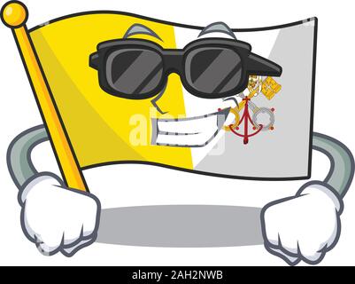 Drapeau vatican super cool caractère Défilement avec lunettes noires Illustration de Vecteur