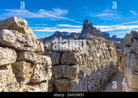 Position à partir de la Première Guerre mondiale sur le Monte Piana, Dolomites Banque D'Images