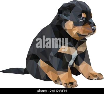 Low Poly Rottweiler chiot s'asseoir Illustration de Vecteur