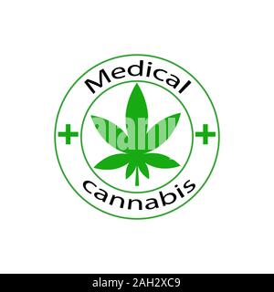 Le cannabis médical label Vector EPS10. Logo de la marijuana médicale. Illustration de Vecteur