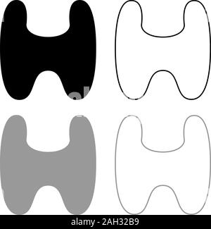 Glande thyroïde Goitre organe humain Anatomie de l'icône de gens de couleur gris noir contour vector illustration style plat simple image Illustration de Vecteur