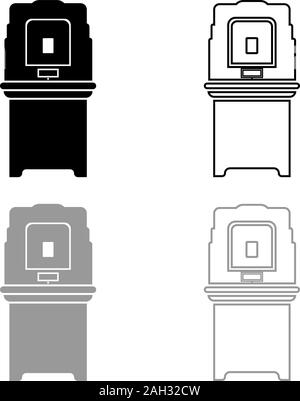 La machine de vote électoral élection électronique équipement VVPAT EVM icône contour noir set vector illustration couleur gris style plat simple image Illustration de Vecteur