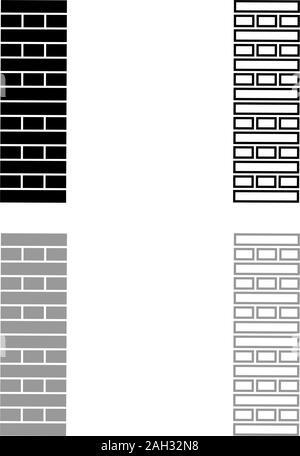 Pilier de brique dans la pile de blocs jeu Jenga pour enfants et adultes Accueil Loisirs Jeux de cale en bois noir contour icône vecteur de couleur gris Illustration de Vecteur