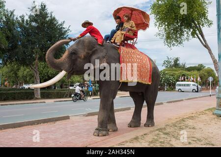 Ayutthaya, Thaïlande, le 19 août 2019, les éléphants ride pour les touristes à Ayutthaya, Thaïlande. Banque D'Images