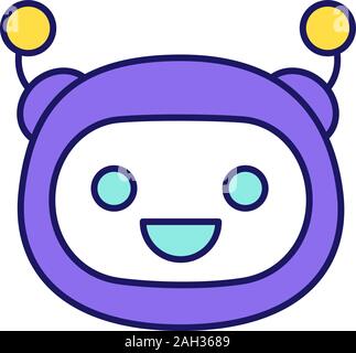 Robot rire couleur emoji icône. Chatbot heureux smiley avec large sourire et des yeux ouverts. Chat bot émoticône. L'intelligence artificielle. Vecteur isolé illu Illustration de Vecteur