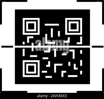 Glyphe scanner le code QR de l'icône. Code de réponse rapide. La lecture de codes à barres matrice app. Symbole de Silhouette. L'espace négatif. Vector illustration isolé Illustration de Vecteur