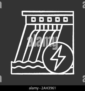 L'icône de craie d'un barrage hydroélectrique. L'énergie de l'eau usine. L'énergie hydraulique. De l'hydroélectricité. Illustrations vectorielles chalkboard Illustration de Vecteur