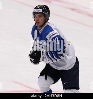 Ostrava, République tchèque. Dec 23, 2019. Kristian Tanus (FIN) pendant un match préliminaire entre le Canada et la Finlande avant le championnat mondial junior 2020 Championnat du Monde de Hockey sur glace, à Ostrava, en République tchèque, le 23 décembre 2019. Crédit : Petr Sznapka/CTK Photo/Alamy Live News Banque D'Images