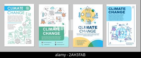 Le changement climatique mise en page Modèle de brochure. Les questions d'environnement. Flyer, brochure, dépliant print design linéaire avec illustrations. Pour la mise en page de vecteur Illustration de Vecteur