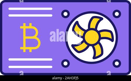 L'exploitation minière Bitcoin icône couleur de la carte graphique. Carte vidéo pour crypto entreprise. Gpu Cryptocurrency mining ferme. Vector illustration isolé Illustration de Vecteur