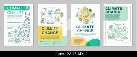 Le changement climatique mise en page Modèle de brochure. Les questions d'environnement. Flyer, brochure, dépliant print design linéaire avec illustrations. Pour la mise en page de vecteur Illustration de Vecteur