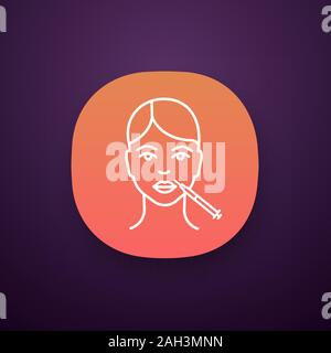 Lèvres injection neurotoxine icône de l'application. Anti rides l'injection. L'augmentation des lèvres. Intervention cosmétique. Rajeunissement facial. Cosmétologie. UI/UX user interf Illustration de Vecteur