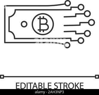 L'argent numérique icône linéaire. Bitcoin. Fine ligne illustration. Cryptocurrency. E-paiement. L'argent de papier avec chipset pathway. Devise Crypto. La monnaie électronique. Vec Illustration de Vecteur