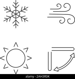 Climatisation icons set linéaire. Flocon, d'air, le soleil, l'air conditionné d'aération. Fine ligne contour des symboles. Illustrations vectorielles contours. Illustration de Vecteur