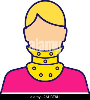 L'icône de couleur collier cervical. Neck brace. Support de goulotte en plastique médical. Collier orthopédique. Blessures à la tête et au cou traumatique le traitement. Je vecteur isolé Illustration de Vecteur