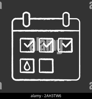 Calendrier menstruel icône Chalk. Suivi de la période. La grossesse, l'ovulation calculator et calendrier. Illustrations vectorielles chalkboard Illustration de Vecteur