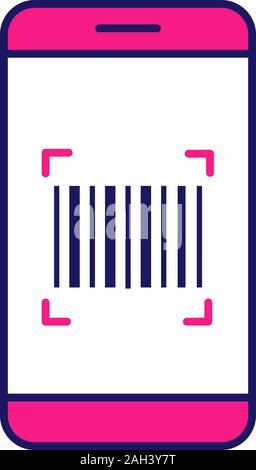 La lecture de codes à barres app icône couleur. Lecture de codes à barres linéaires du smartphone. Dimension 1 lecteur de codes. Vector illustration isolé Illustration de Vecteur