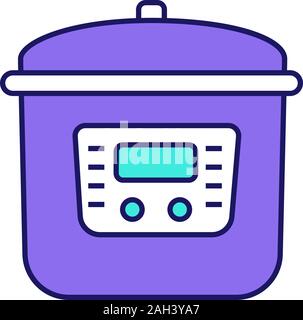 L'icône de couleur multi cooker. Slow Cooker. Mijoteuse. Multicooker sous pression. Appareil de cuisine. Vector illustration isolé Illustration de Vecteur