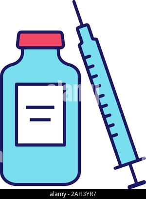 Flacon de médicaments et de seringues l'icône de couleur. L'injection, une neurotoxine. Les médicaments. Vector illustration isolé Illustration de Vecteur