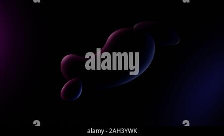 Rond et légèrement transparent bulles ou objets liquide flottant sur fond noir. Les tons de bleu et violet. Minimalisme abstrait image en résolution 4k Banque D'Images