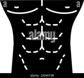 La chirurgie de remodelage du corps masculin icône glyphe. Coolsculpting. Abdominoplastie mâle. Men's l'abdominoplastie. La chirurgie plastique pour les hommes. Symbole de Silhouette. Sp négatif Illustration de Vecteur