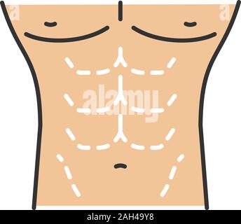 La chirurgie de remodelage du corps masculin icône de couleur. Coolsculpting. Abdominoplastie mâle. Men's l'abdominoplastie. La chirurgie plastique pour les hommes. Vector illustration isolé Illustration de Vecteur