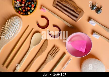 Zéro déchets respectueuse de l'environnement accessoires Banque D'Images