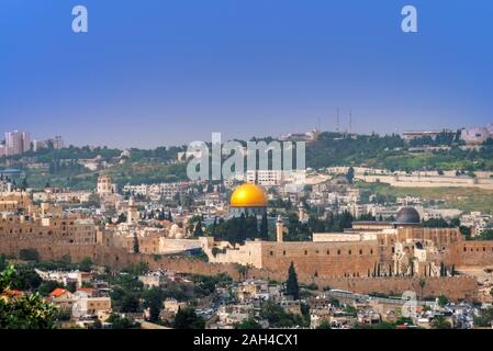 Panorama de Jérusalem, Israël. Al-Aksa Mont Tempel Banque D'Images
