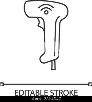 La lecture de codes à barres sans fil icône linéaire. Les codes-barres Wifi lecteur portable. Fine ligne illustration. Dispositif de lecture des codes à barres. Symbole de contour. Vector isolat Illustration de Vecteur