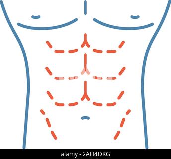 La chirurgie de remodelage du corps masculin icône de couleur. Coolsculpting. Abdominoplastie mâle. Men's l'abdominoplastie. La chirurgie plastique pour les hommes. Vector illustration isolé Illustration de Vecteur