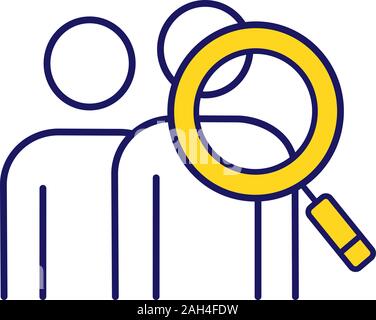 La recherche sur l'auditoire l'icône de couleur. De plus en plus de visiteurs. Les ressources humaines. La recherche du personnel. La gestion des ressources humaines. L'attraction des clients. Marketing ciblé. Magnifyin Illustration de Vecteur