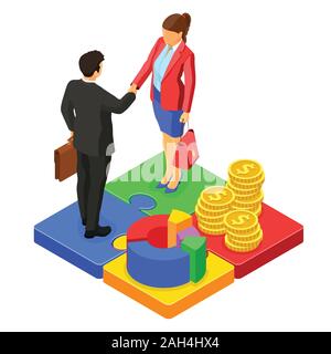 Partenariat, Handshake Business Man and Woman Illustration de Vecteur