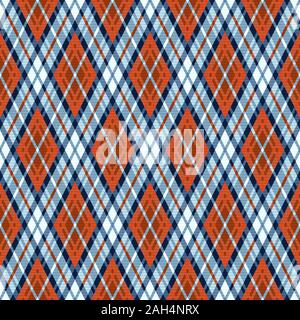 Rhomb détaillée illustration transparente comme un motif à carreaux tartan principalement dans des tons bleus et orange avec effet de transparence apparente Illustration de Vecteur