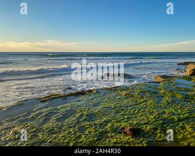 La Jolla Shores beach avant le coucher du soleil et le crépuscule à La Jolla San Diego, Californie du Sud Côte. USA. Les eaux bleues de la côte de l'Océan Pacifique Banque D'Images