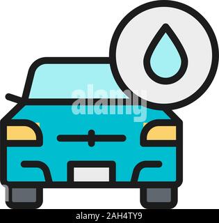 Vector lavage de voiture, lavage auto à plat sur l'icône de la ligne de couleur. Illustration de Vecteur