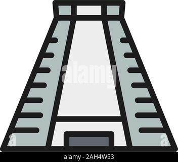 Chichen Itza, ancienne pyramide maya télévision couleur ligne icône. Illustration de Vecteur